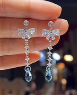 Blue tear drop ribbon earrings(Limited)
