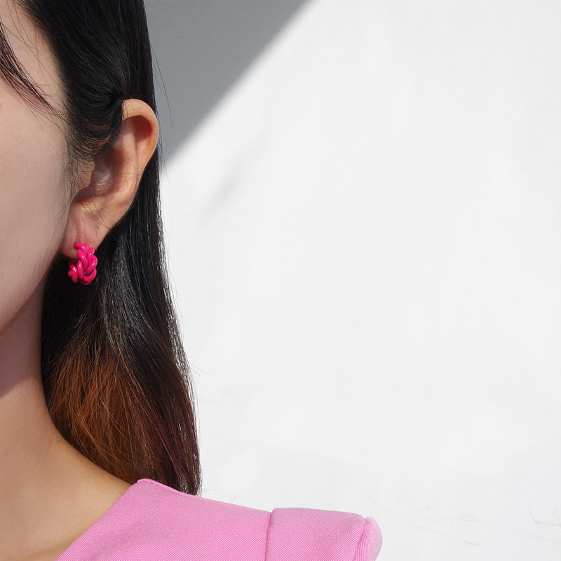 Simple Is Best Pink Sweater Earring [Barbie Core]