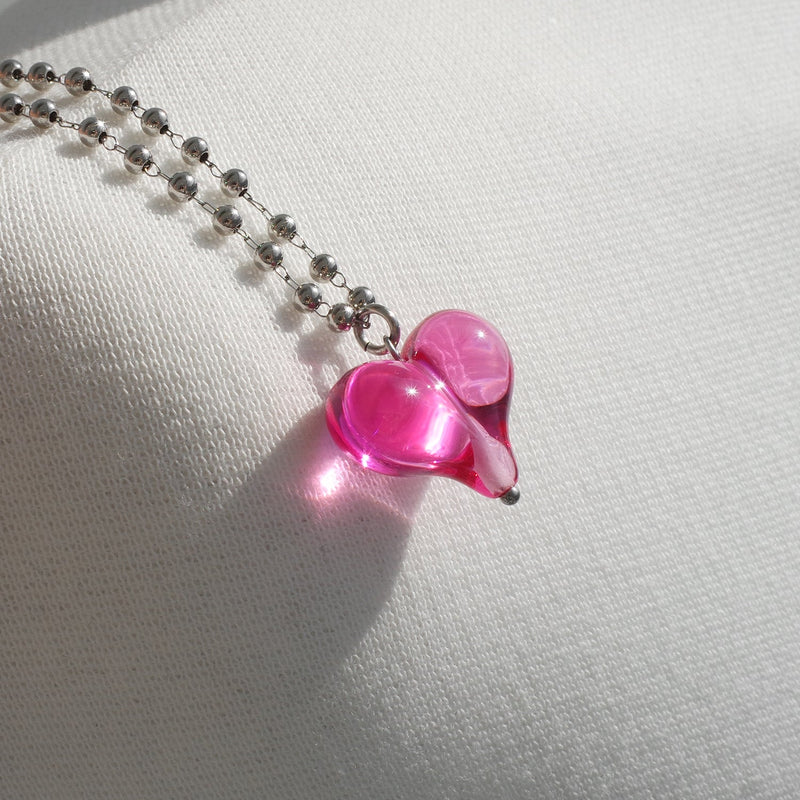 Tattoo Bubbly Love Necklace In Pink