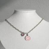 Tattoo Pink Smiley&Heart Necklace