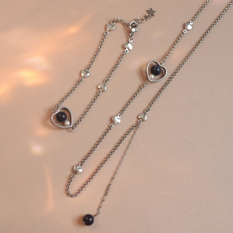 Tattoo Horizon Loop Necklace In Goldstone [Waterproof]