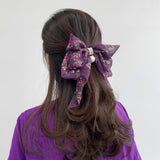 Goddess Ribbon Bow Hair-Pin In Purple Night