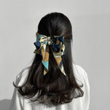 Goddess Ribbon Bow Hair-Pin In Midnight Blue