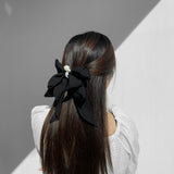 Goddess Ribbon Bow Hair-Pin In Black