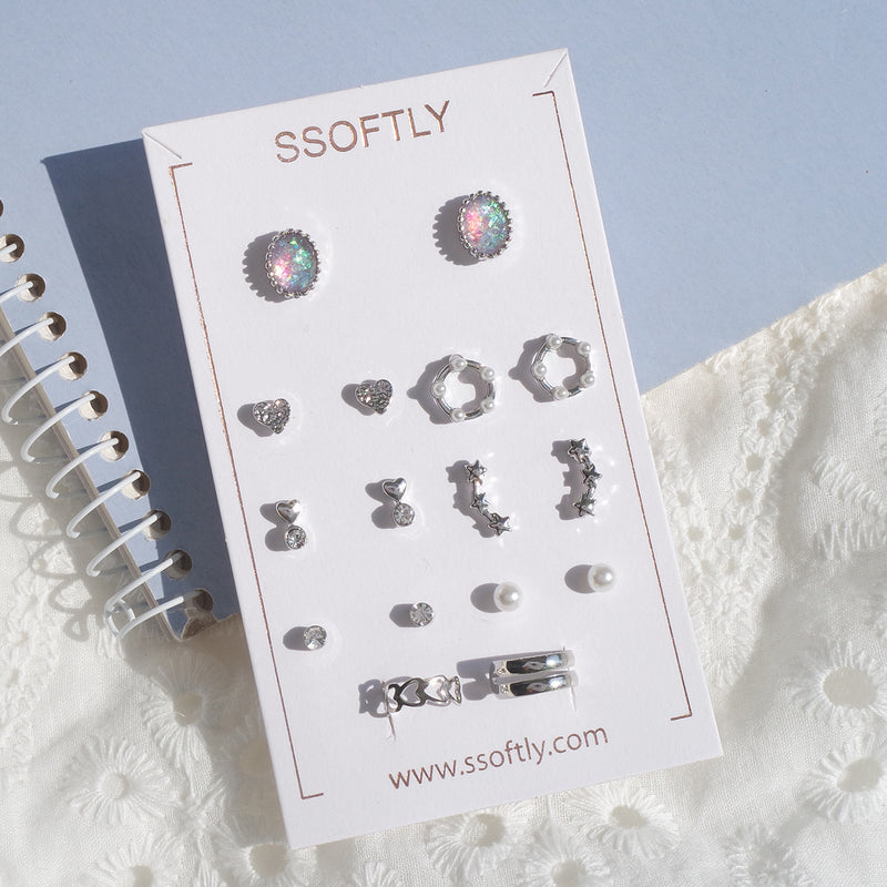 The Pandora Variety Earrings Set [Opal]