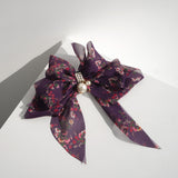 Goddess Ribbon Bow Hair-Pin In Purple Night