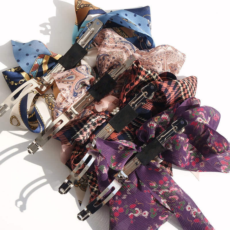 Goddess Ribbon Bow Hair-Pin In Midnight Blue