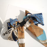 Goddess Ribbon Bow Hair-Pin In Midnight Blue