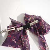 Goddess Ribbon Bow Hair-Pin In Purple Night