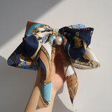 Goddess Ribbon Bow Hair-Pin In Midnight Blue