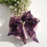 Goddess Ribbon Bow Hair-Pin In Purple Night