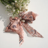 Goddess Ribbon Bow Hair-Pin In Apricot Pink