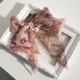 Goddess Ribbon Bow Hair-Pin In Apricot Pink
