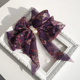 Goddess Ribbon Bow Hair-Pin In Purple Night