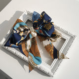 Goddess Ribbon Bow Hair-Pin In Midnight Blue