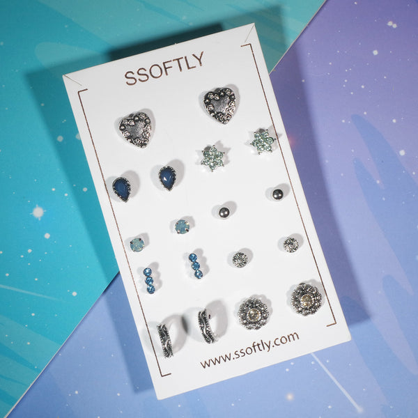 The Pandora Variety Earrings Set [Blue Topaz]