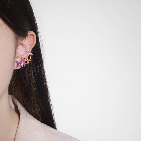 Manchurian Violet Flower Ear Cuff[Two-two]