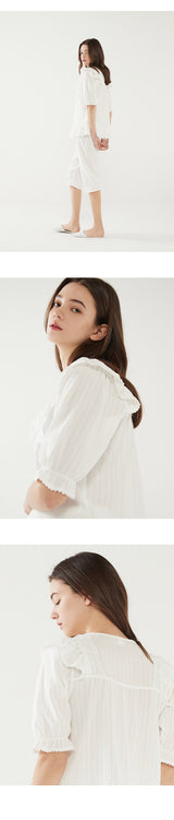 Scarlet Plain White Lace-Trimmed Top And Bottom Set