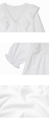 Scarlet Plain White Lace-Trimmed Top And Bottom Set