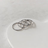 Tattoo Stainless Steel Edge Ring In Silver [1+1]